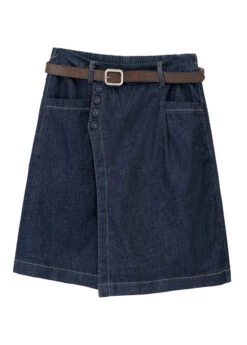 Retro Navy Patchwork High Waist Solid Half Jeans TY1066 -Ada Fashion Retro Navy Patchwork High Waist Solid Half Jeans5