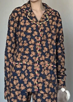 Retro Peter Pan Collar Print Button Pajamas Two Piece Set Spring TO1002 10 Retro Peter Pan Collar Print Button Pajamas Two Piece Set Spring TO1002 -Ada Fashion Retro Peter Pan Collar Print Button Pajamas Two Piece Set Spring4