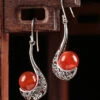 Retro Red Copper Agate Drop Earrings LY2269 -Ada Fashion Retro Red Copper Agate Drop Earrings1