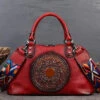 Retro Red Cowhide Women Large Capacity Handbag HJ1023 -Ada Fashion Retro Red Cowhide Women Large Capacity Handbag1