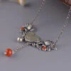 Retro Red Sterling Silver Jade Agate Tussel Peony Pendant Necklace LY8526 -Ada Fashion Retro Red Sterling Silver Jade Agate Tussel Peony Pendant Necklace Ada Fashion 150892838