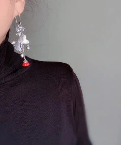 Retro Red Sterling Silver Lotus Tassel Drop Earrings LY2052 -Ada Fashion Retro Red Sterling Silver Lotus Tassel Drop Earrings3