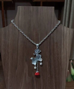 Retro Red Sterling Silver Lotus Tassel Drop Earrings LY2052 -Ada Fashion Retro Red Sterling Silver Lotus Tassel Drop Earrings4