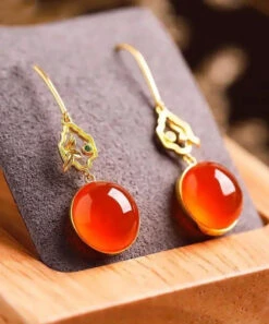 Retro Red Sterling Silver Overgild Inlaid Gem Stone Drop Earrings LY8982 -Ada Fashion Retro Red Sterling Silver Overgild Inlaid Gem Stone Drop Earrings Ada Fashion 153015744