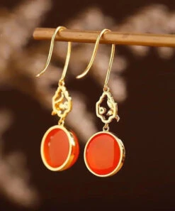 Retro Red Sterling Silver Overgild Inlaid Gem Stone Drop Earrings LY8982 -Ada Fashion Retro Red Sterling Silver Overgild Inlaid Gem Stone Drop Earrings Ada Fashion 153015870