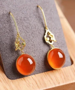 Retro Red Sterling Silver Overgild Inlaid Gem Stone Drop Earrings LY8982 -Ada Fashion Retro Red Sterling Silver Overgild Inlaid Gem Stone Drop Earrings Ada Fashion 153015931