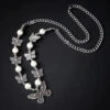 Retro Silk Stainless Steel Pearl Butterfly Pendant Necklace ML1382