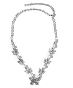 Retro Silk Stainless Steel Pearl Butterfly Pendant Necklace ML1382 -Ada Fashion Retro Silk Stainless Steel Pearl Butterfly Pendant Necklace Ada Fashion 165362513