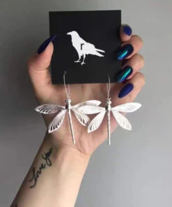 Retro Silk Sterling Silver Hollowing Out Butterfly Drop Earrings DF1022 -Ada Fashion Retro Silk Sterling Silver Hollowing Out Butterfly Drop Earrings4