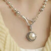 Retro Silk Sterling Silver Pearl Pendant Necklace KX1085 -Ada Fashion Retro Silk Sterling Silver Pearl Pendant Necklace1