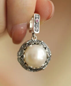 Retro Silk Sterling Silver Pearl Pendant Necklace KX1085 -Ada Fashion Retro Silk Sterling Silver Pearl Pendant Necklace5
