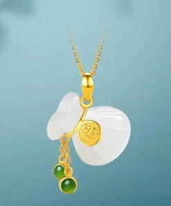 Retro White Sterling Silver Inlaid Jade Graphic Pendant Necklace TW1043 -Ada Fashion Retro White Sterling Silver Inlaid Jade Graphic Pendant Necklace3