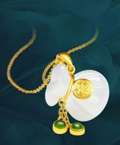 Retro White Sterling Silver Inlaid Jade Graphic Pendant Necklace TW1043 -Ada Fashion Retro White Sterling Silver Inlaid Jade Graphic Pendant Necklace4