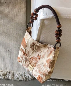 Simple Apricot Jacquard Original Design Canvas Satchel Handbag LY1757 -Ada Fashion Simple Apricot Jacquard Original Design Canvas Satchel Handbag5 8f6c3db3 3bfd 48ad aa9a 7ae50004c080