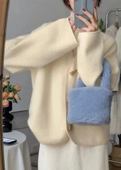 Simple Beige V Neck ButtonKnitting Cotton Coats Fall ML3230 -Ada Fashion Simple Beige V Neck Button Knitting Cotton Coats Fall Ada Fashion 170445966