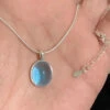 Simple Blue Alloy Gem Stone Pendant Necklace KX1030