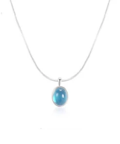 Simple Blue Alloy Gem Stone Pendant Necklace KX1030 -Ada Fashion Simple Blue Alloy Gem Stone Pendant Necklace5