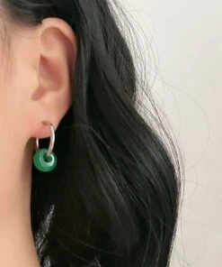 Simple Grey Dot Copper Hoop Earrings LY8535 8 Simple Grey Dot Copper Hoop Earrings LY8535 -Ada Fashion Simple Grey Dot Copper Hoop Earrings Ada Fashion 150926043