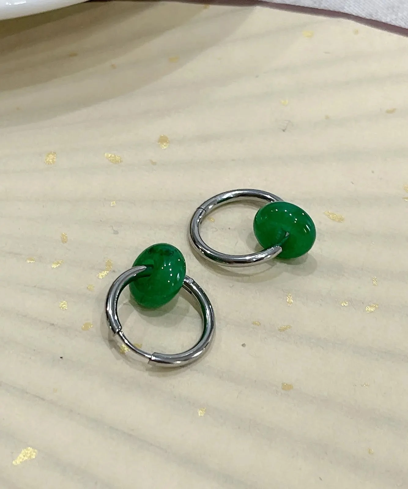 Simple Grey Dot Copper Hoop Earrings LY8535 7 Simple Grey Dot Copper Hoop Earrings LY8535 - Image 5