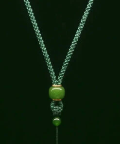 Simple Light Green Hand Knitting Jade Pendant Necklace ML0352