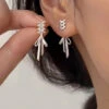 Simple Silk Sterling Silver Bow Stud Earrings GH1054