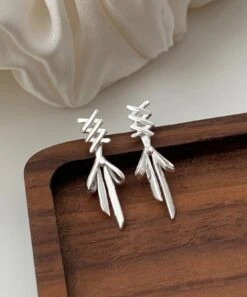 Simple Silk Sterling Silver Bow Stud Earrings GH1054 -Ada Fashion Simple Silk Sterling Silver Bow Stud Earrings5
