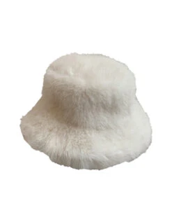 Simple White Warm Fleece Thick Solid Bucket Hat LY509 -Ada Fashion Simple White Warm Fleece Thick Solid Bucket Hat5