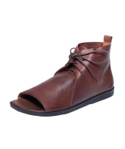 Soft Brown Flat Sandals Boots Cowhide Leather Peep Toe Splicing Lace Up LY7690 -Ada Fashion Soft Brown Flat Sandals Boots Cowhide Leather Peep Toe Splicing Lace Up5