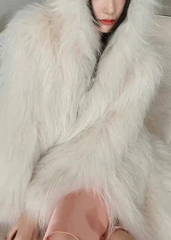 Hooded Fuzzy Fur Fluffy Coat Winter -Ada Fashion Style Beige Pockets Patchwork Hooded Fuzzy Fur Fluffy Coat Winter Ada Fashion 177570224