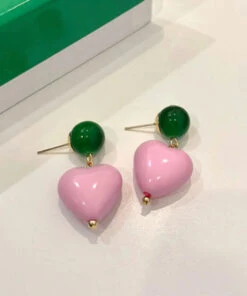 Style Green Pearl Alloy Pink Love Crystal Stud Earrings ML0338 -Ada Fashion Style Green Pearl Alloy Pink Love Crystal Stud Earrings Ada Fashion 161835652