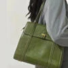 Style Green Solid Durable Faux Leather Satchel Handbag SX1025 -Ada Fashion Style Green Solid Durable Faux Leather Satchel Handbag1