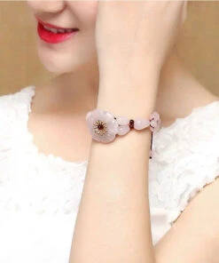 Style Pink Hand Woven Crystal Garnet Charm Bracelet ML0656 -Ada Fashion Style Pink Hand Woven Crystal Garnet Charm Bracelet Ada Fashion 162813911