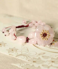 Style Pink Hand Woven Crystal Garnet Charm Bracelet ML0656 -Ada Fashion Style Pink Hand Woven Crystal Garnet Charm Bracelet Ada Fashion 162814149