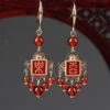 Style Red Copper Agate Cloisonne Graphic Drop Earrings LY2021 -Ada Fashion Style Red Copper Agate Cloisonne Graphic Drop Earrings1