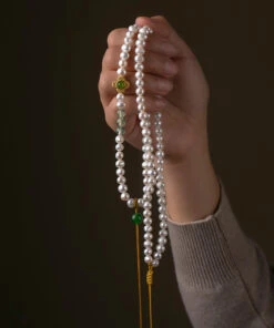 Style White Jade Pearl Grape Stone Orchid Pendant Necklace GH1053 -Ada Fashion Style White Jade Pearl Grape Stone Orchid Pendant Necklace3