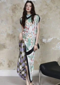 Stylish Asymmetrical Wrinkled Wear On Both Sides Dress Sleeveless LY7732 -Ada Fashion Stylish Asymmetrical Wrinkled Wear On Both Sides Dress Sleeveless1