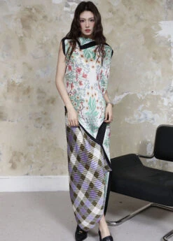 Stylish Asymmetrical Wrinkled Wear On Both Sides Dress Sleeveless LY7732 -Ada Fashion Stylish Asymmetrical Wrinkled Wear On Both Sides Dress Sleeveless2