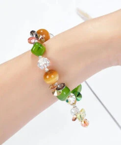 Stylish Avocado Green Crystal Agate Tiger's Eye Charm Bracelet ML0663 -Ada Fashion Stylish Avocado Green Crystal Agate Tiger s Eye Charm Bracelet Ada Fashion 162810446