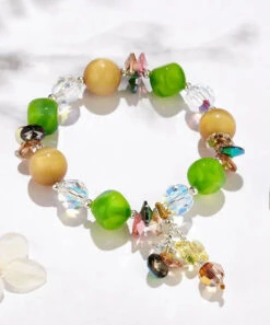 Stylish Avocado Green Crystal Agate Tiger's Eye Charm Bracelet ML0663 -Ada Fashion Stylish Avocado Green Crystal Agate Tiger s Eye Charm Bracelet Ada Fashion 162810516