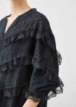 Stylish Ruffled Patchwork Lace Blouses -Ada Fashion Stylish Black Ruffled Patchwork Lace Blouses Fall Ada Fashion 176263640