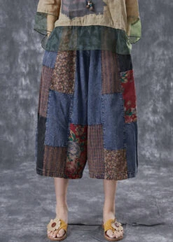Stylish Blue Oversized Patchwork Denim Crop Pants Summer LY4076