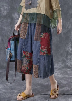 Stylish Blue Oversized Patchwork Denim Crop Pants Summer LY4076 -Ada Fashion Stylish Blue Oversized Patchwork Denim Crop Pants Summer3