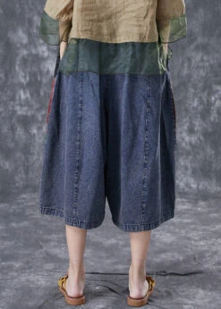 Stylish Blue Oversized Patchwork Denim Crop Pants Summer LY4076 -Ada Fashion Stylish Blue Oversized Patchwork Denim Crop Pants Summer4