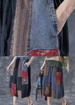 Stylish Blue Oversized Patchwork Denim Crop Pants Summer LY4076 -Ada Fashion Stylish Blue Oversized Patchwork Denim Crop Pants Summer5