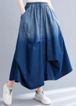 Stylish Blue Wrinkled Asymmetrical Pockets Patchwork Denim Skirts Summer LY5692 -Ada Fashion Stylish Blue Wrinkled Asymmetrical Pockets Patchwork Denim Skirts Summer1