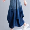 Stylish Blue Wrinkled Asymmetrical Pockets Patchwork Denim Skirts Summer LY5692
