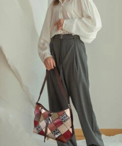 Stylish Colorblock Zippered Patchwork Calf Leather Tote Handbag LY1377 -Ada Fashion Stylish Colorblock Zippered Patchwork Calf Leather Tote Handbag4