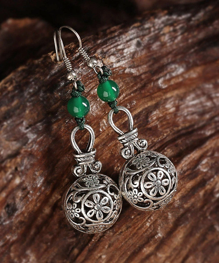 Stylish Green Sterling Silver Green Agate Drop Earrings LY2048 6 Stylish Green Sterling Silver Green Agate Drop Earrings LY2048 - Image 4