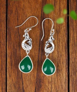 Sterling Silver Inlaid Water Drop Chalcedony Drop Earrings -Ada Fashion Stylish Green Sterling Silver Inlaid Water Drop Chalcedony Drop Earrings Ada Fashion 177872326