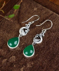 Sterling Silver Inlaid Water Drop Chalcedony Drop Earrings -Ada Fashion Stylish Green Sterling Silver Inlaid Water Drop Chalcedony Drop Earrings Ada Fashion 177872417
